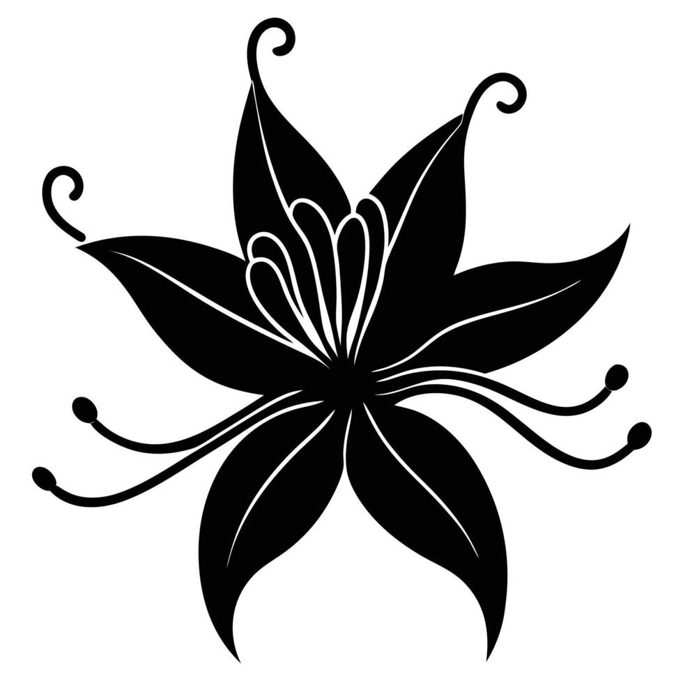 A black and white flower with swirls vector