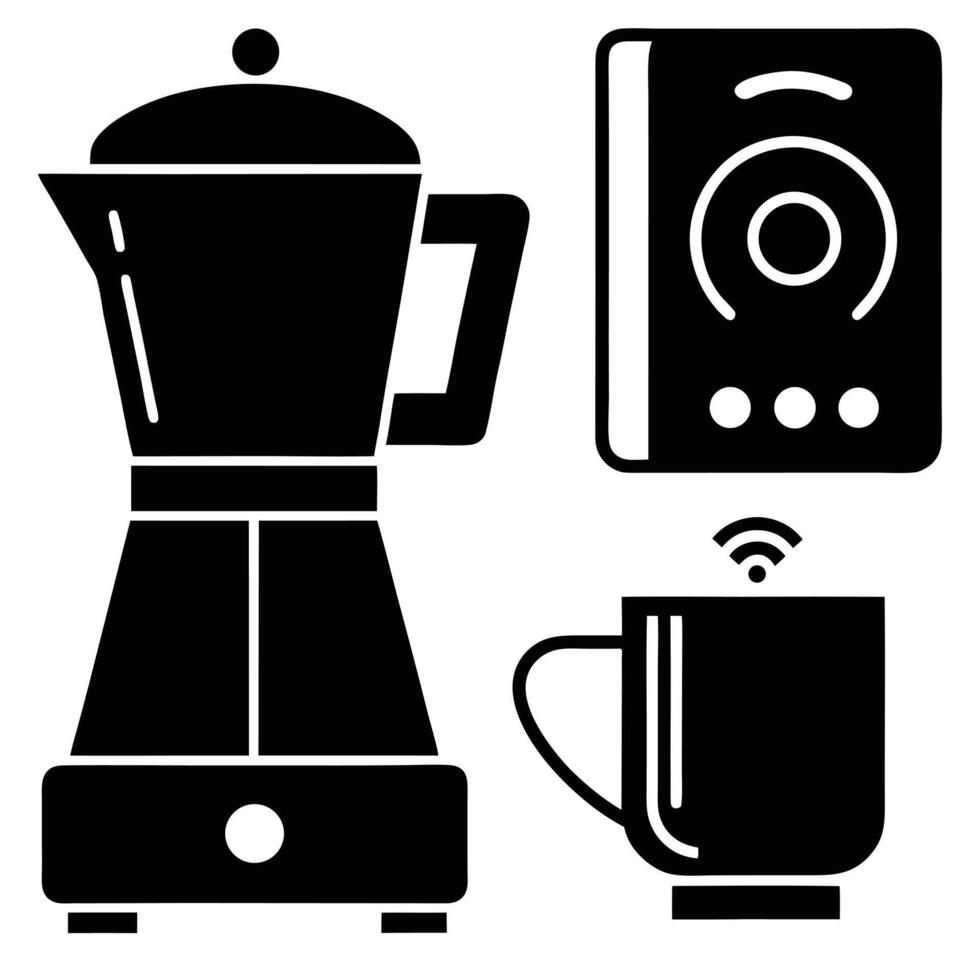 Smart coffee maker with wifi connectivity, isolated on white background vector