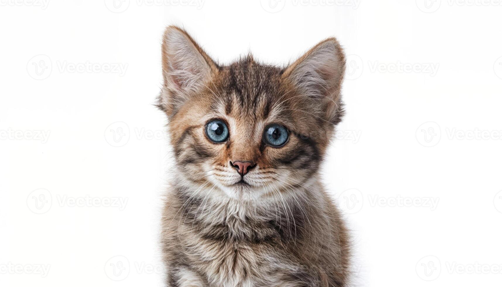 Playful White Feline in Vibrant Contrast against Pure Background, Capturing the Spirit of Youthful Energy and Softness, Perfect for Digital Art, Home Decor or Design Inspiration. photo
