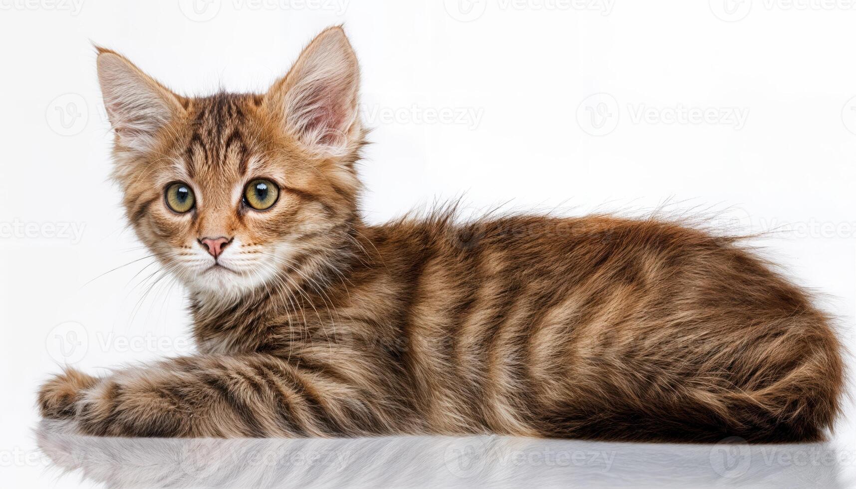 Playful Siamese Kitten Against a Crisp White Backdrop, Showcasing Fluffy Fur Textures and Bright Eyes in an Intimate Studio Setting, Perfect for Digital Art and Home Decor. photo