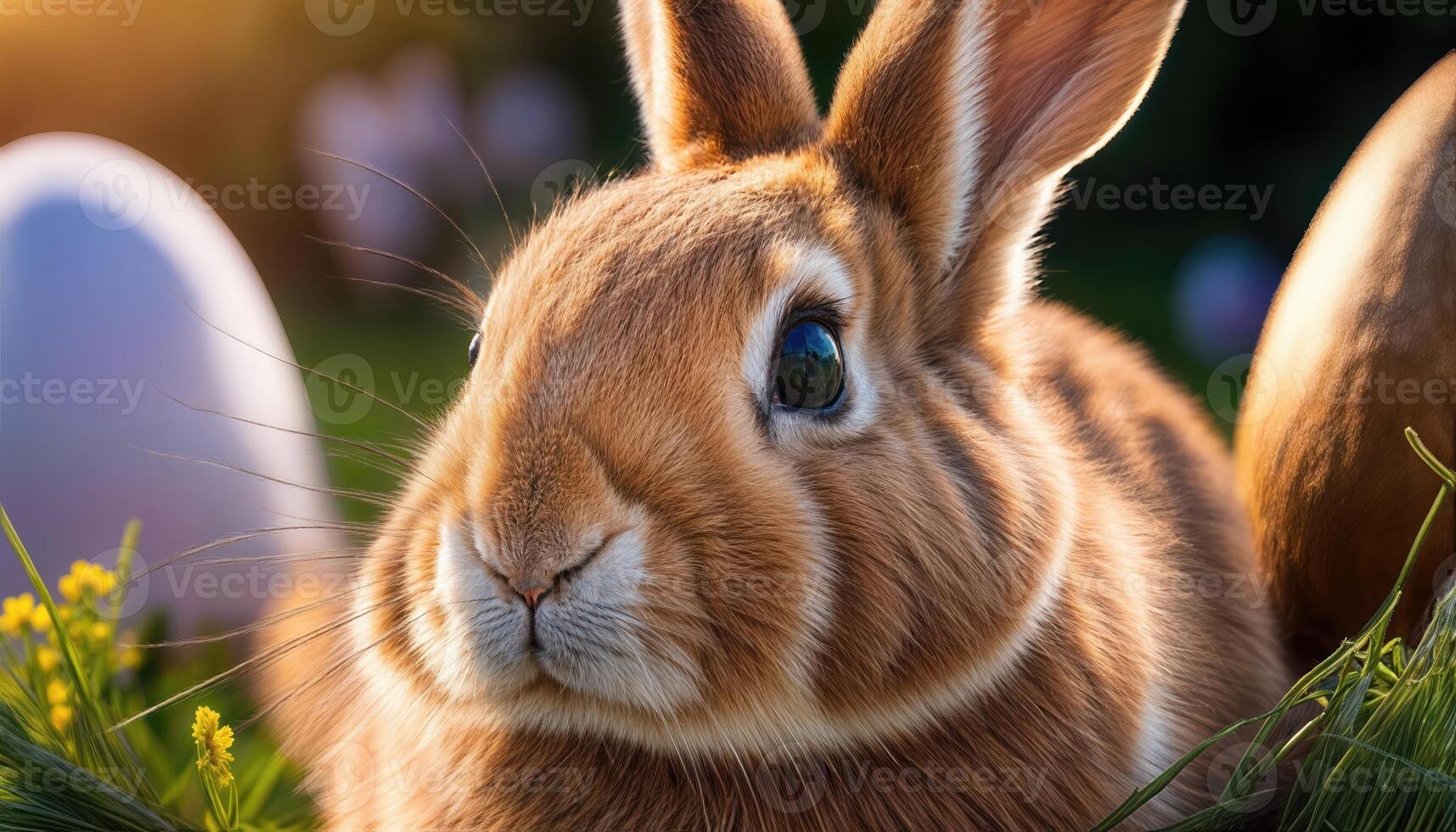 Detailed Easter Bunny Portrait A Whimsical, Charming, and Vibrant Eggcellent Masterpiece Celebrating Springs Mischievous Symbol in High Definition. photo