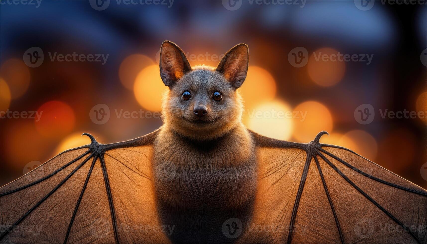 Adorable Halloween Bat Cuddly Flying Mammal Amidst Pumpkins and Ghoulish Delights, Perfect for Digital Art, Home Decor, or Spooky Design Inspiration photo