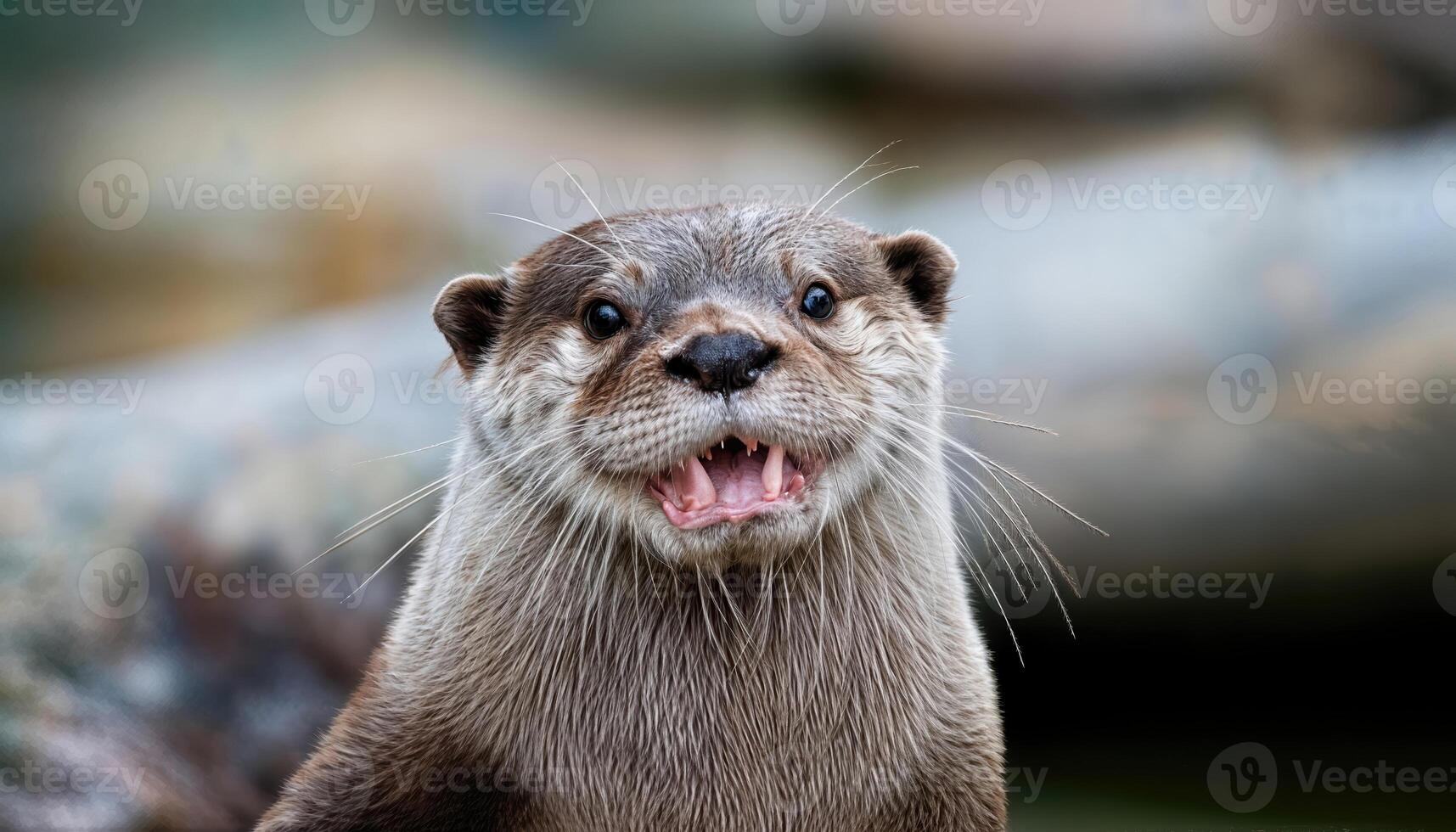 Asian SmallClawed Otter Calling Out in a Lush Rainforest Environment, Capturing the Agile and Vibrant Spirit of Aonyx cinerea at Twilight. photo