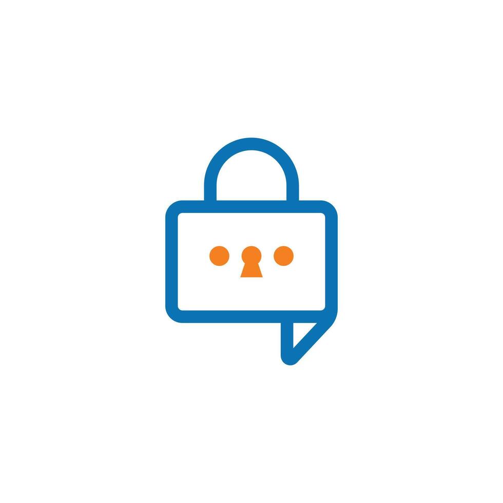 Lock chat logo template. safe conversation icon. vector