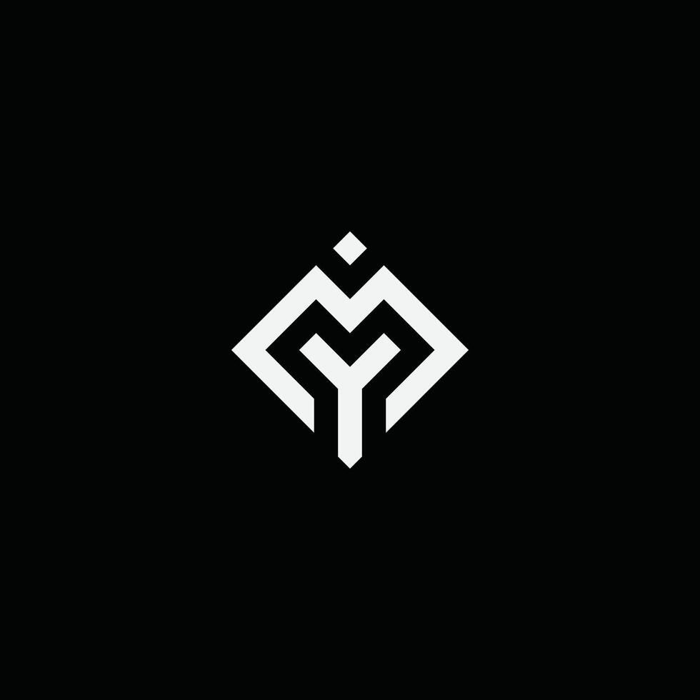 Modern unique creative unusual initial MY M Y based letter icon logo. Editable in black and white color. vector