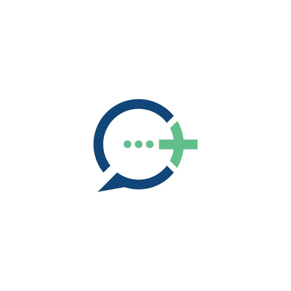 Doctor chat talk flat logo design template element, technology, online consultation, distance helpline. vector