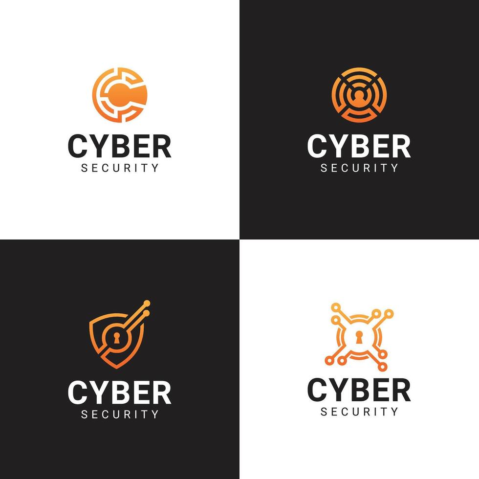 Modern and Simple Cyber Security Logo Icon. Digital Cyber Security Logo Template. vector