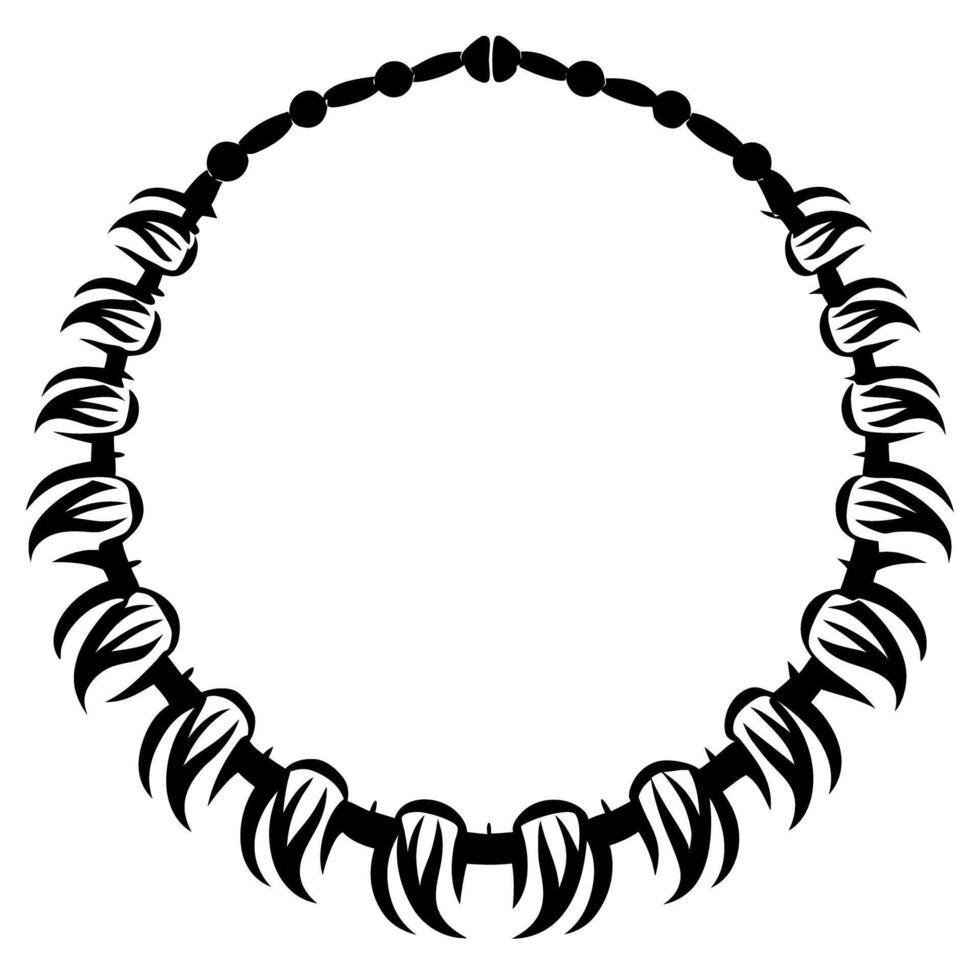 Tribal necklace outline design with claw motif pattern in circular arrangement vector