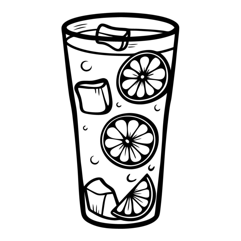 refreshing lemonade in glass with citrus slices and ice cubes, perfect summer drink illustration vector