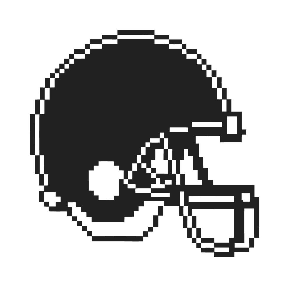 pixelated black football helmet silhouette on white background classic sports icon in retro digital vector