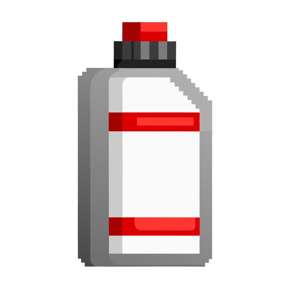 Pixel Art Detergent Bottle with Red Cap and Label Retro 8 bit Style Illustration vector