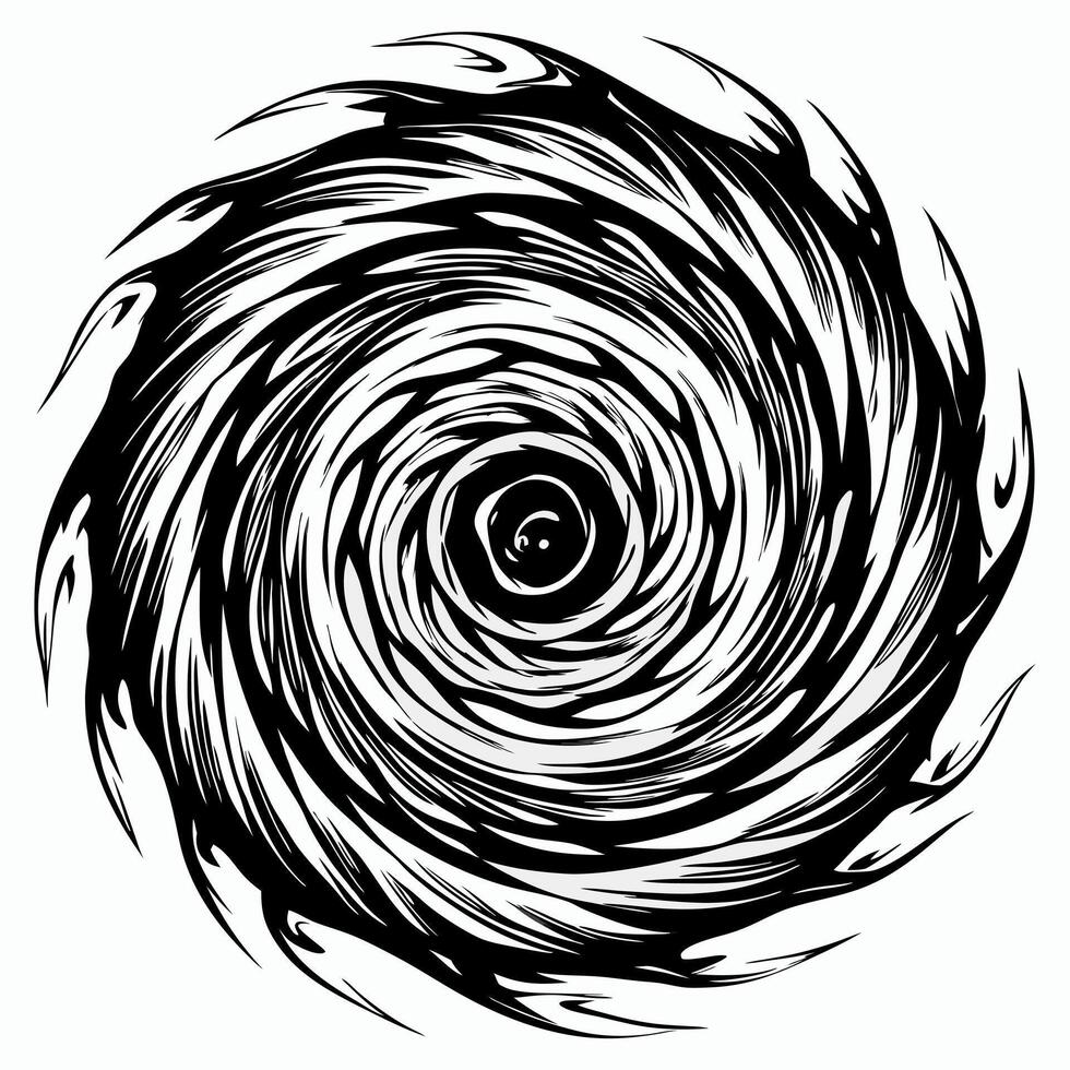 Dynamic Abstract Spiral Swirl Black and White Illustration vector