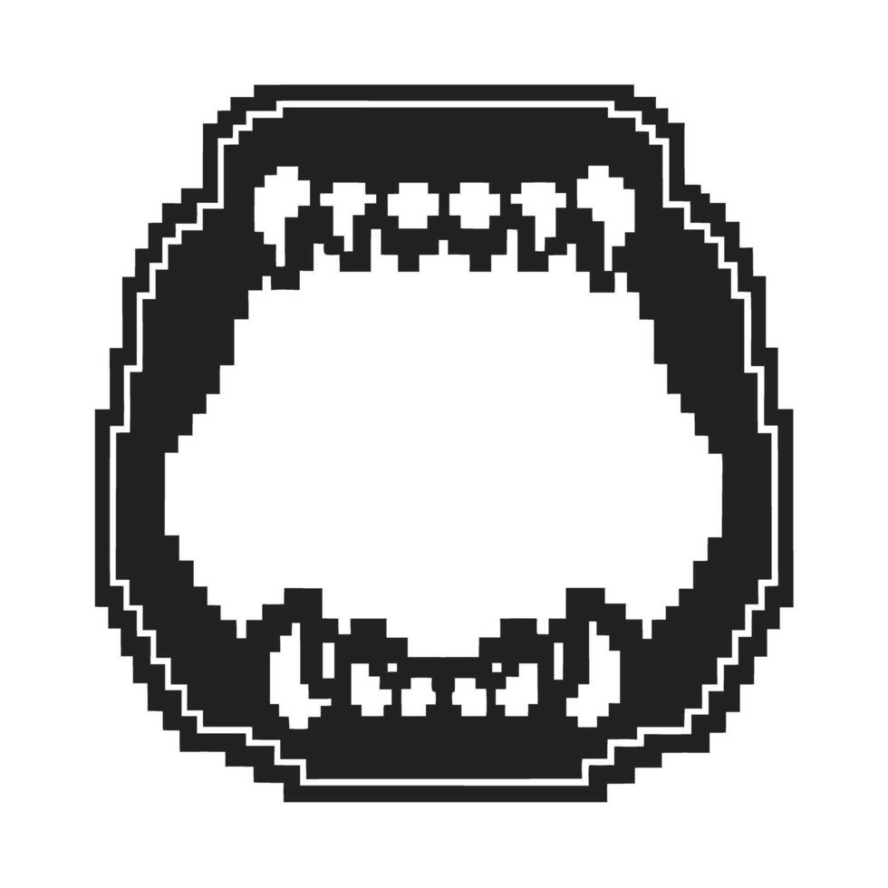 Pixel art monster mouth with sharp teeth and fangs open jaw, retro digital for gaming, fantasy creatures, horror vector