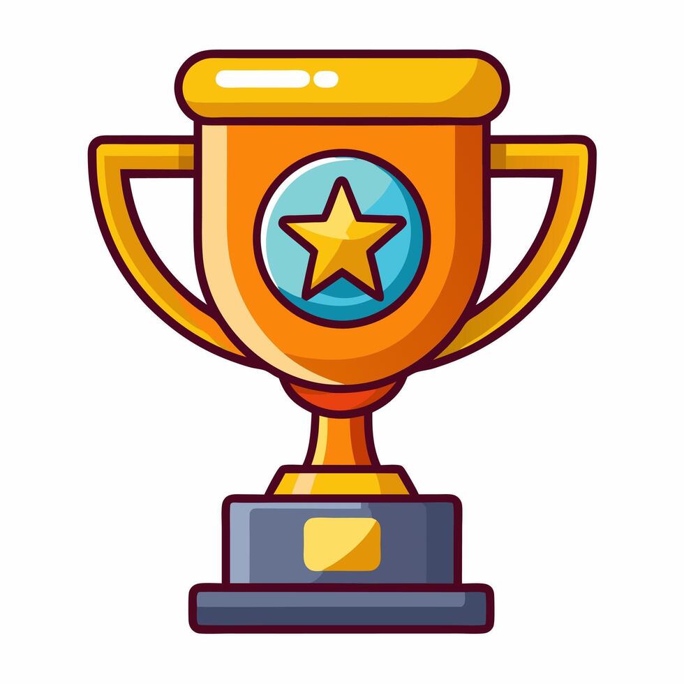 Golden Trophy with Star Symbol Illustration for Success and Achievement vector