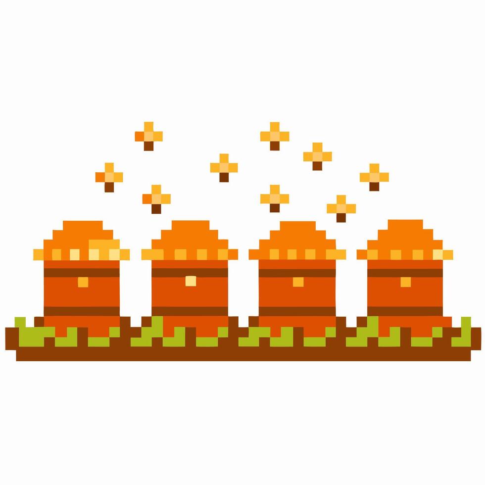 Pixel art mushrooms with sparkling stars, retro 8 bit style, vibrant fantasy gaming design vector