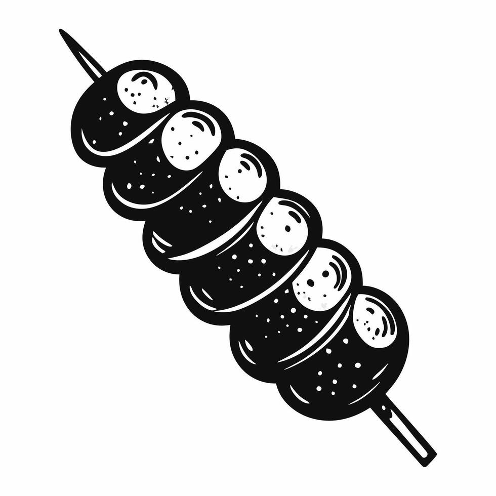 Grilled Spiral Potato Skewer in Black and White Art vector