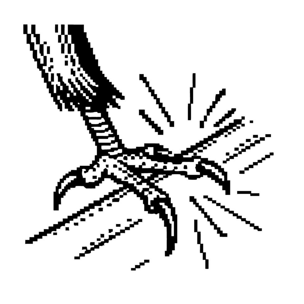 Eagle claw striking ground with dynamic lines powerful bird talon, bold monochrome illustration for impact and aggression concepts vector