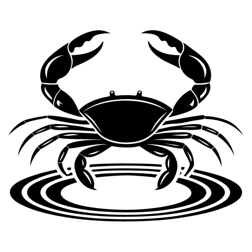 stylized crab design in monochrome ornamental crustacean artwork on reflective water surface vector