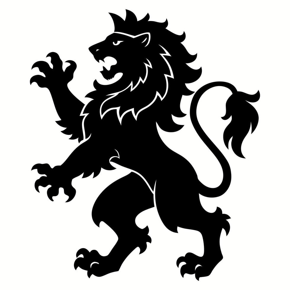 Majestic Lion Silhouette Emblem Showcasing Power and Strength in Bold Design vector