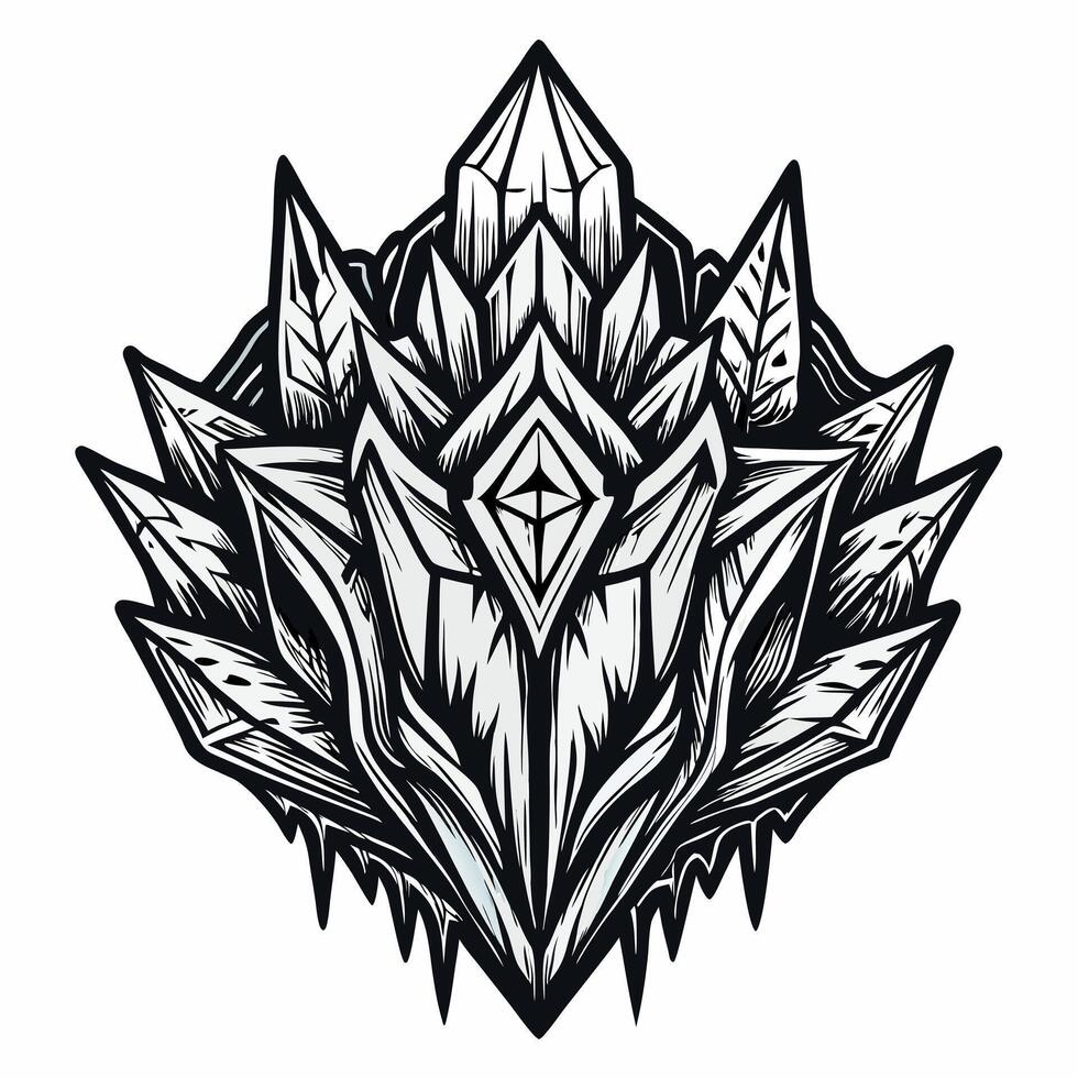 Intricate Geometric Crystal Design with Abstract Sharp Angles and Symmetry vector