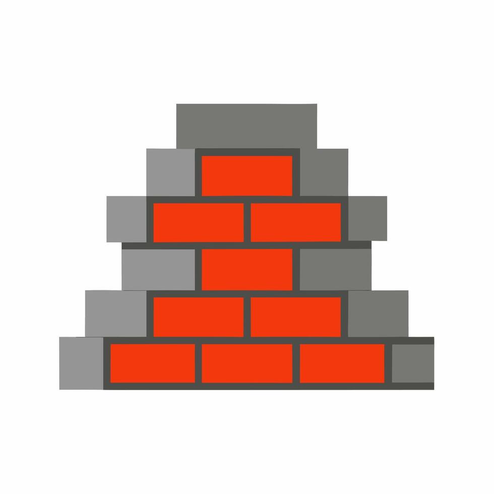 Red and Gray Brick Wall Icon Illustration Symbol of Construction, Building, and Architecture vector
