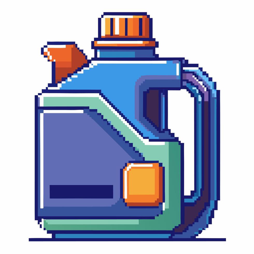 Retro Pixel Art Illustration of a Blue and Green Detergent Bottle vector