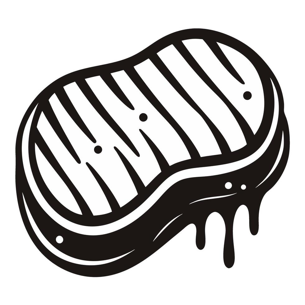 Grilled Steak Icon Illustration of a Juicy Cooked Meat Piece with Dripping Juices vector