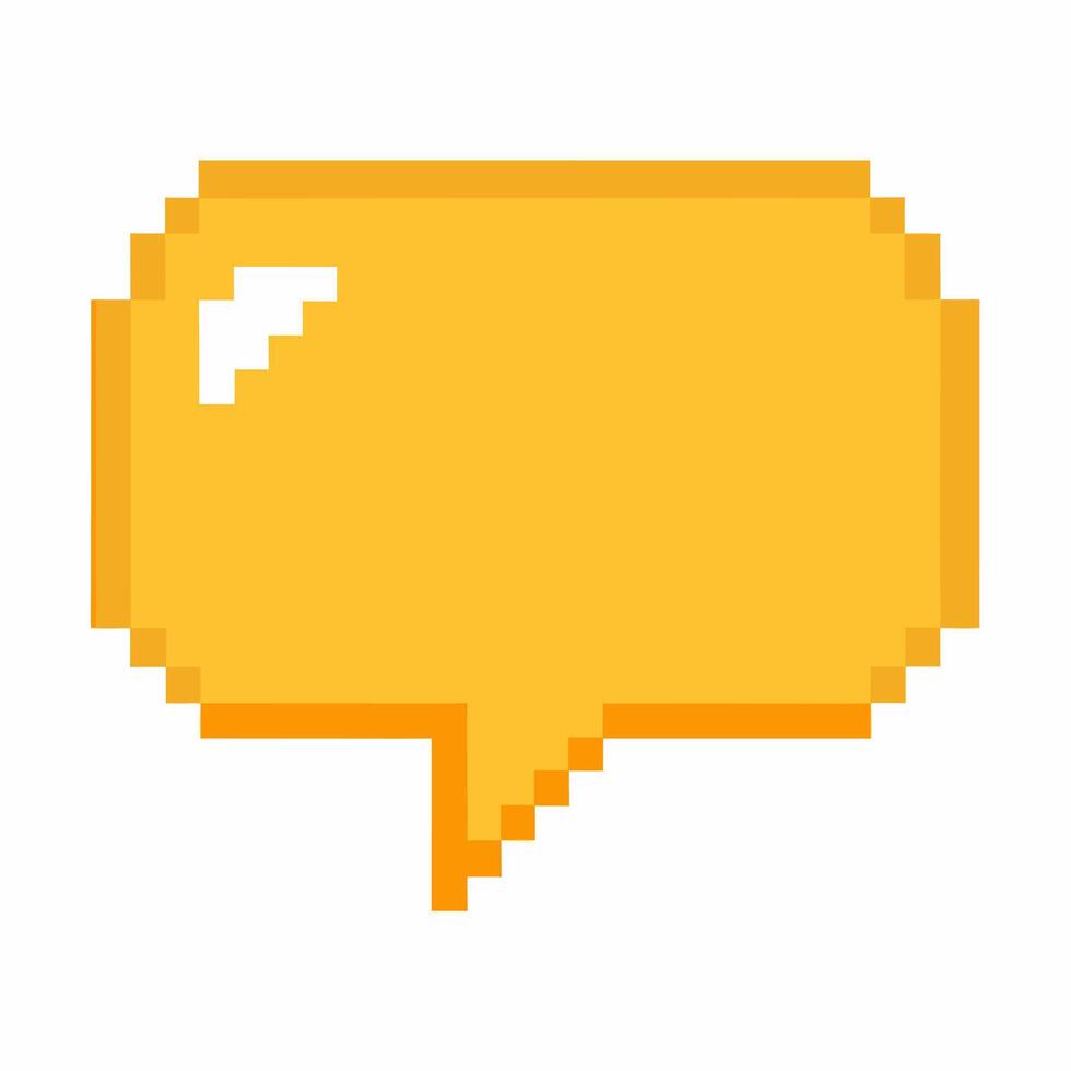 Pixelated Yellow Speech Bubble Icon Retro Communication Design Element vector