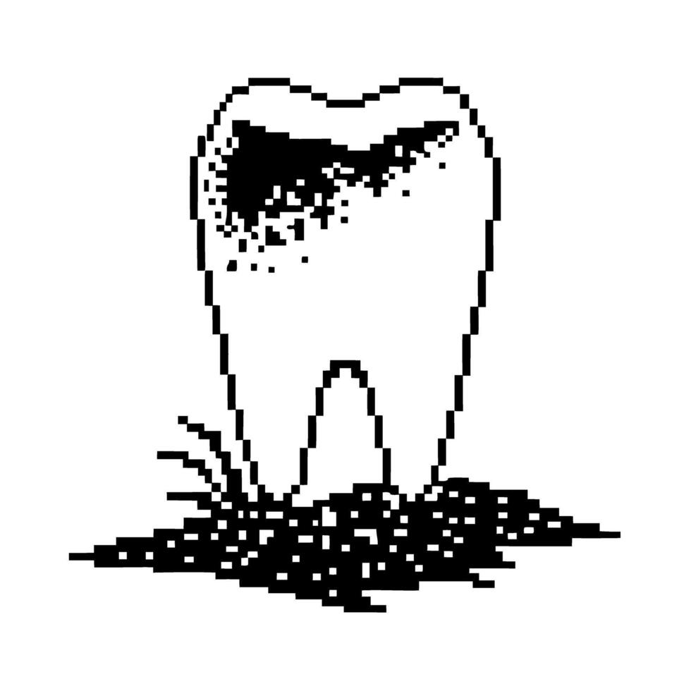 pixel art decayed tooth illustration dental health concept, rotten cavity, enamel damage, oral care, pixelated decay warning vector