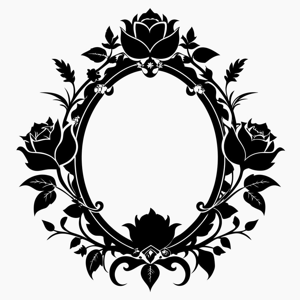 Vintage Floral Frame Design with Elegant Rose and Leaf Motifs vector