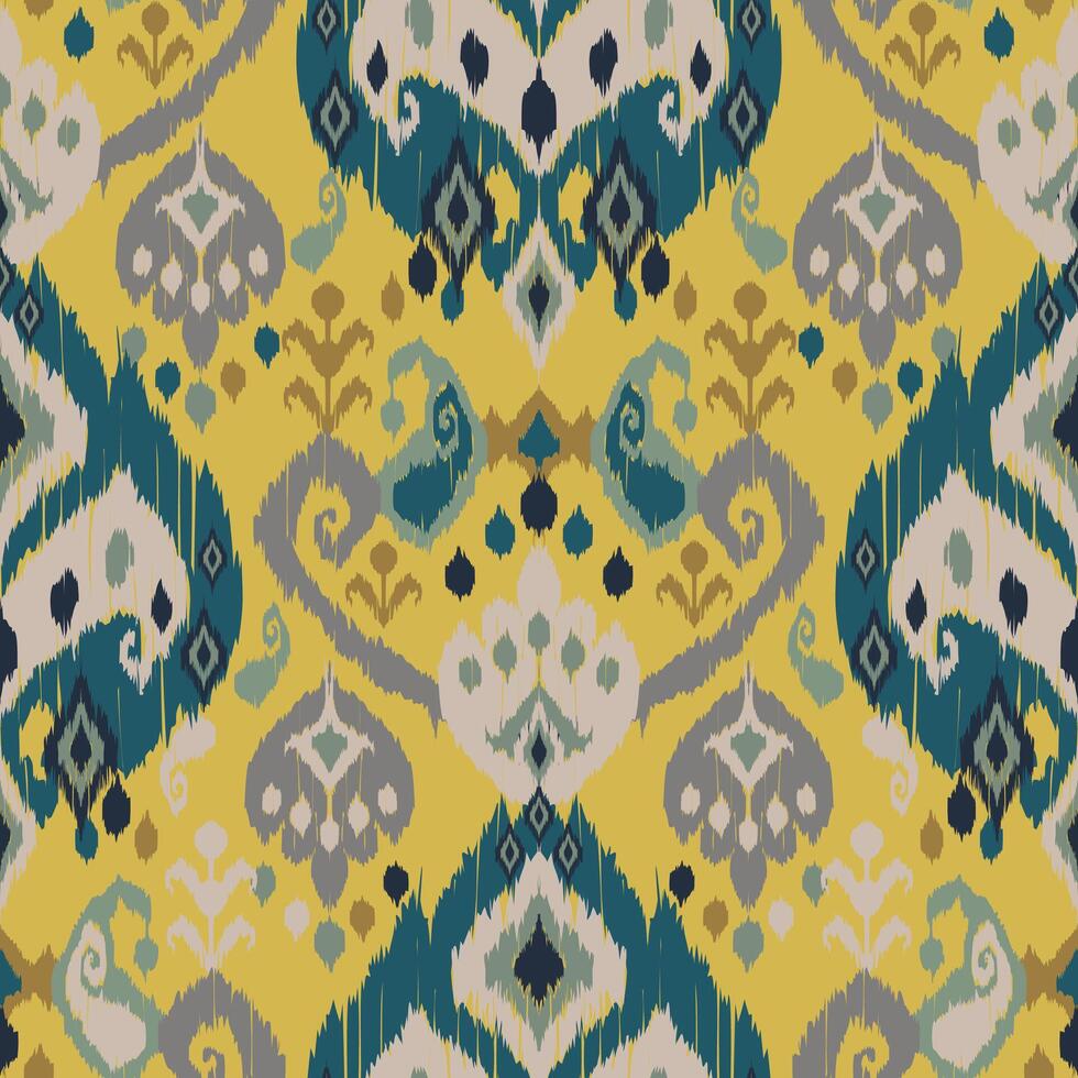 Ornamental ethnic damask with fine symmetrical borders vector