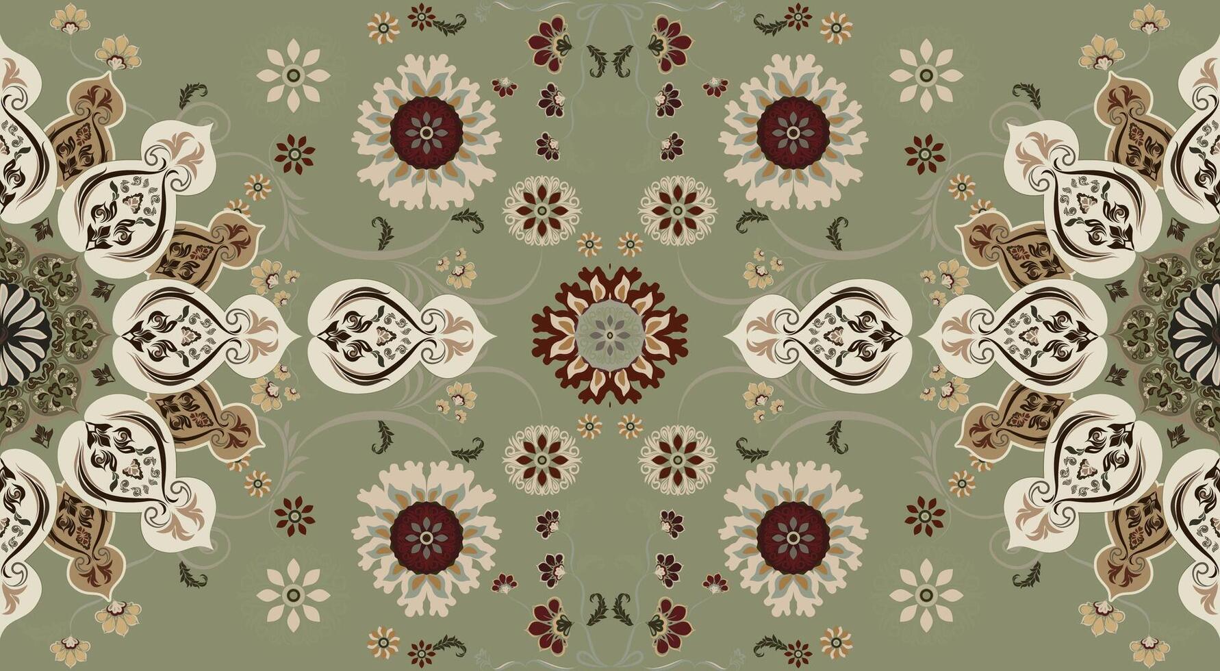 Seamless ethnic damask with ikat touches, ideal for apparel. vector