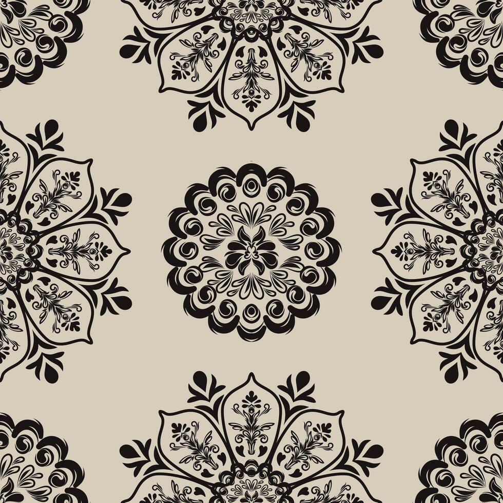 Ethnic-inspired ikat damask pattern in a clean style. vector