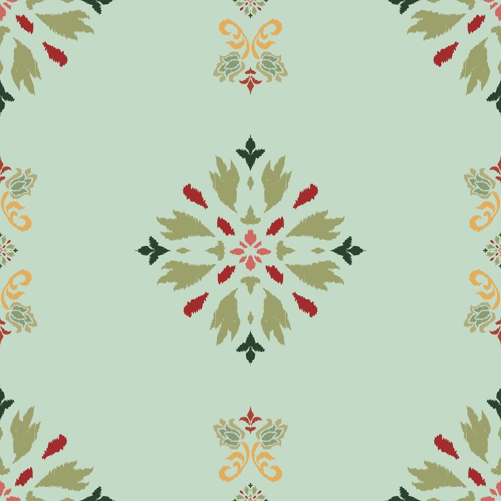Hand-sketched ikat damask design for creative textile projects. vector