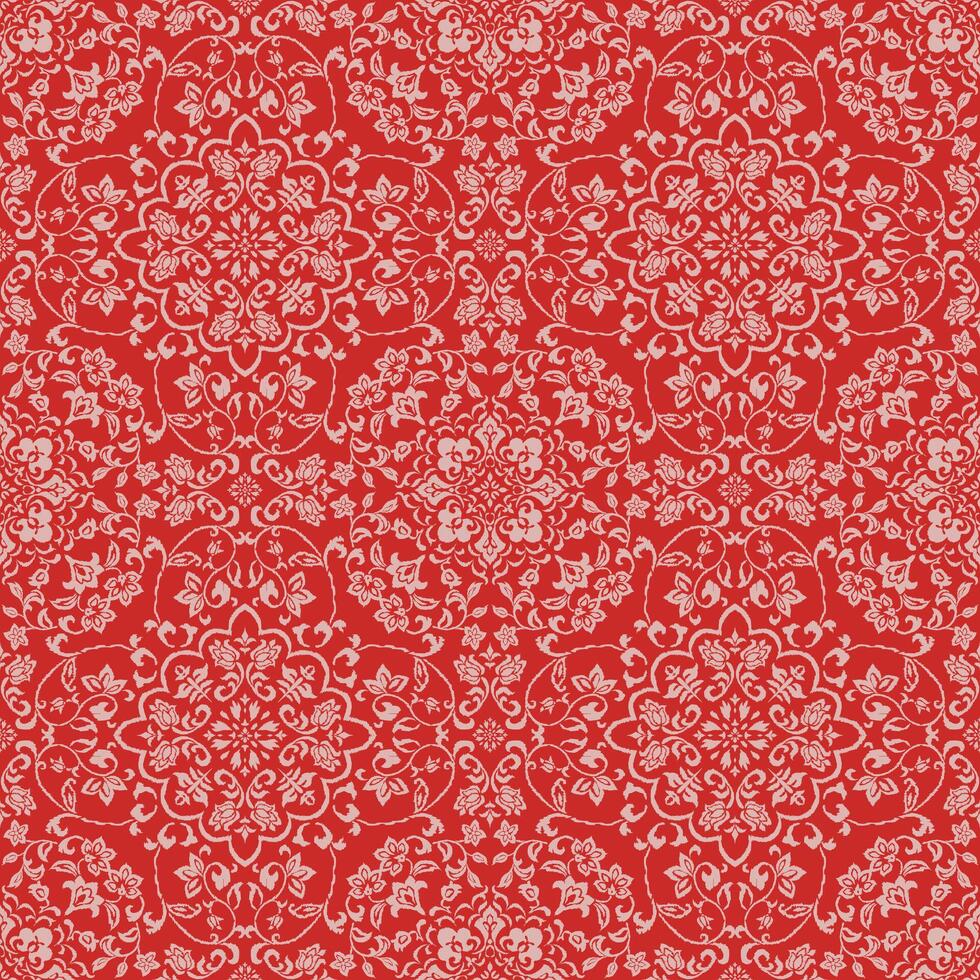 Decorative damask pattern with ikat flair, suitable for lifestyle branding. vector