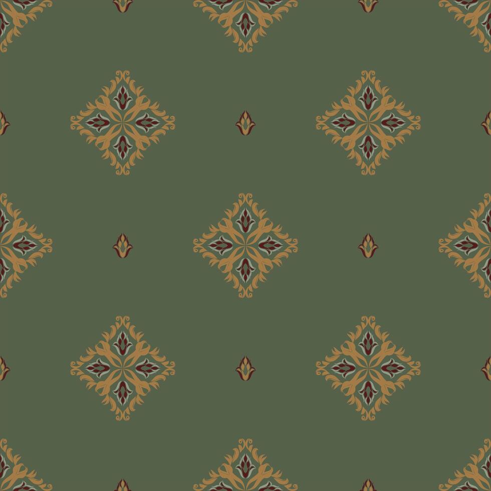 Unique bohemian damask in ikat style, hand-rendered as a . vector