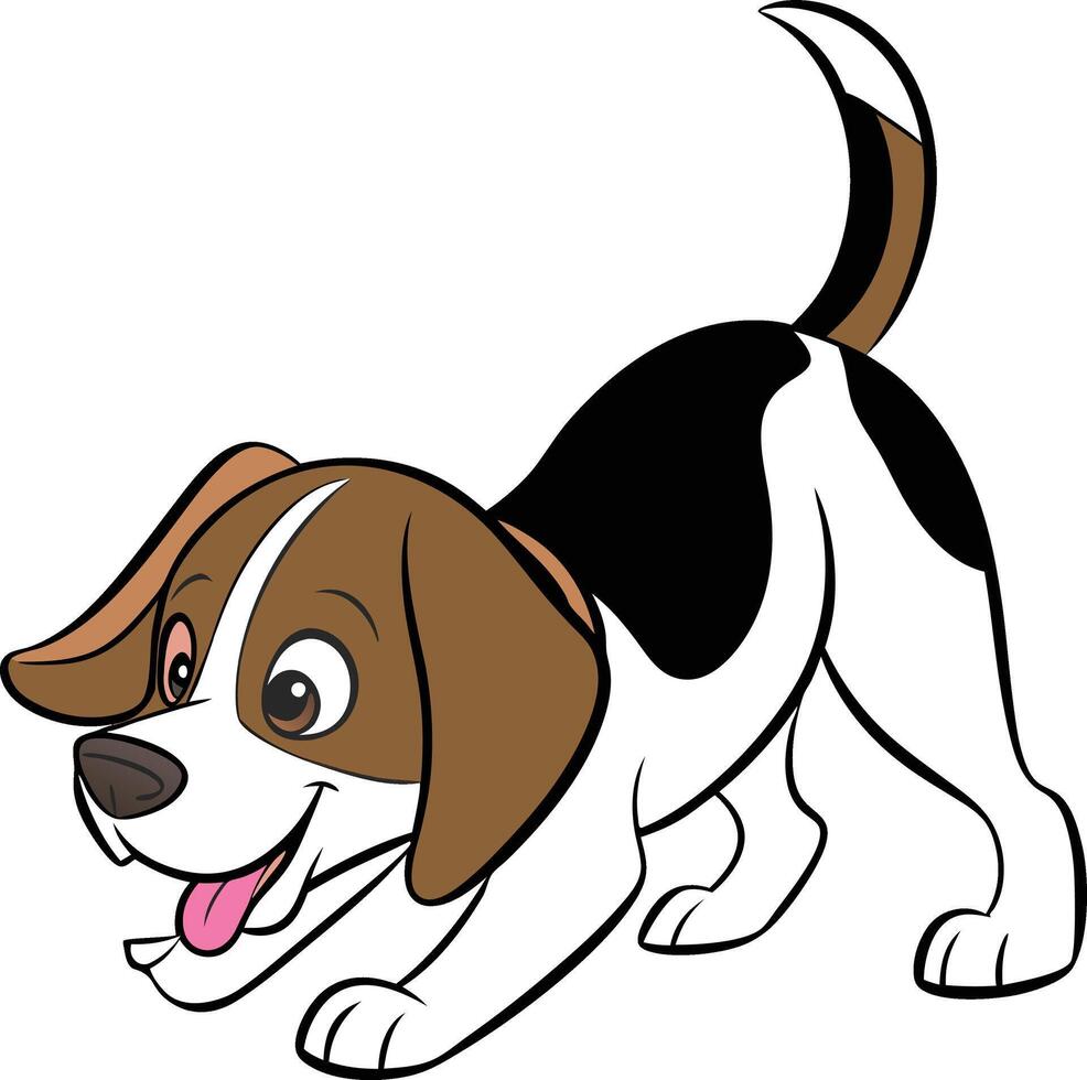 A cute cartoon-style Beagle dog with big brown eyes and floppy ears vector