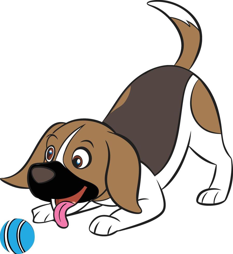 A cute cartoon-style Beagle dog with big brown eyes vector