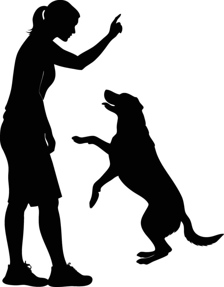 Dog training art silhouette vector