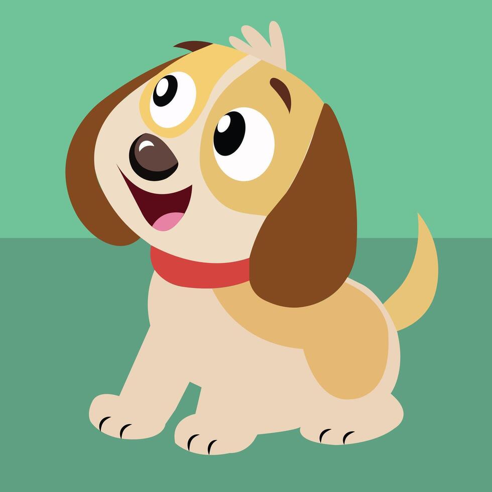 Cartoon style baby dog with big eyes and playful poses vector