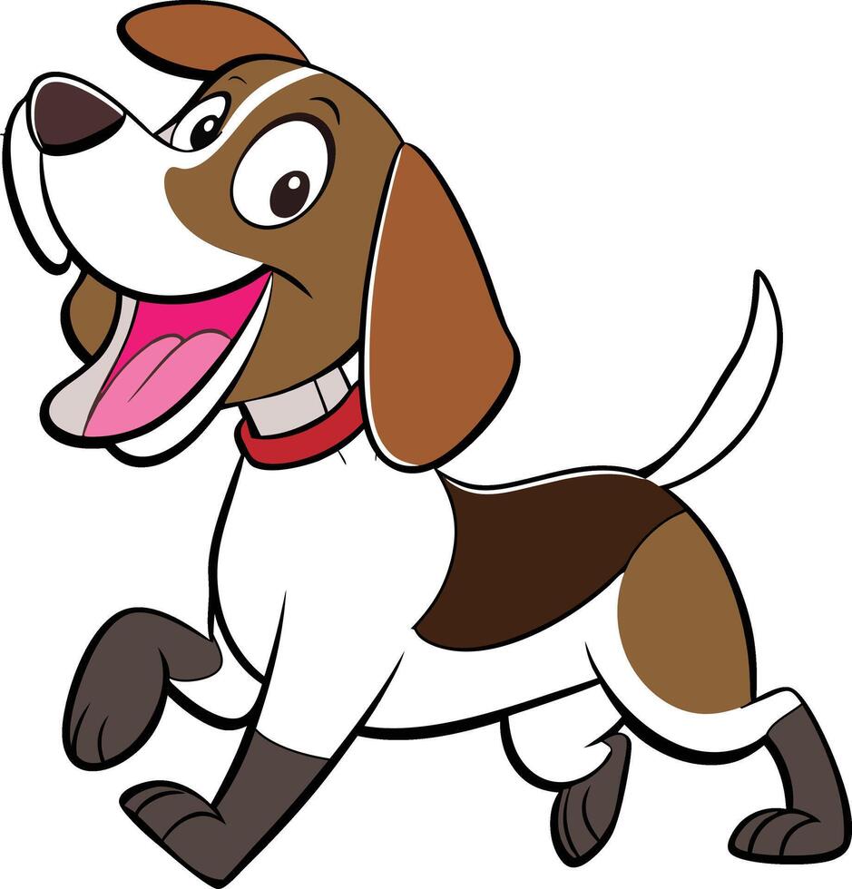 A happy cartoon-style Beagle dog running playfully vector
