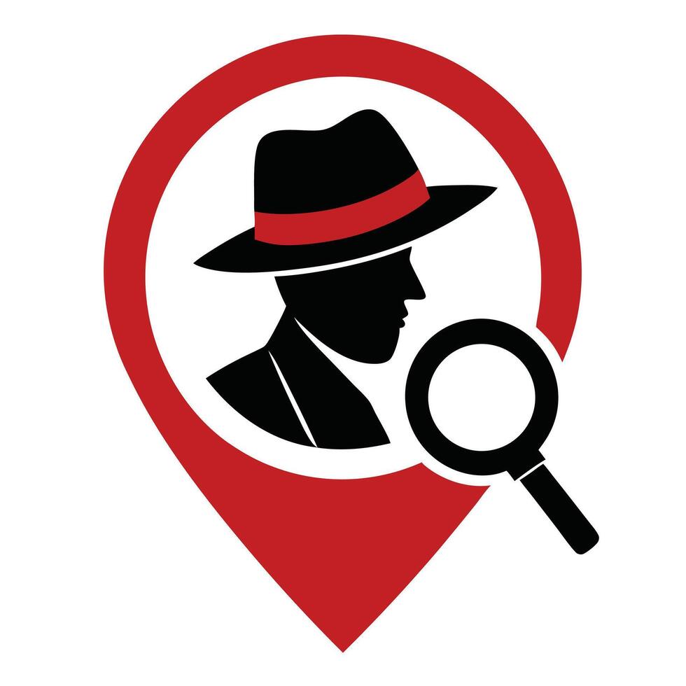 A detective with a magnifying glass and a hat vector