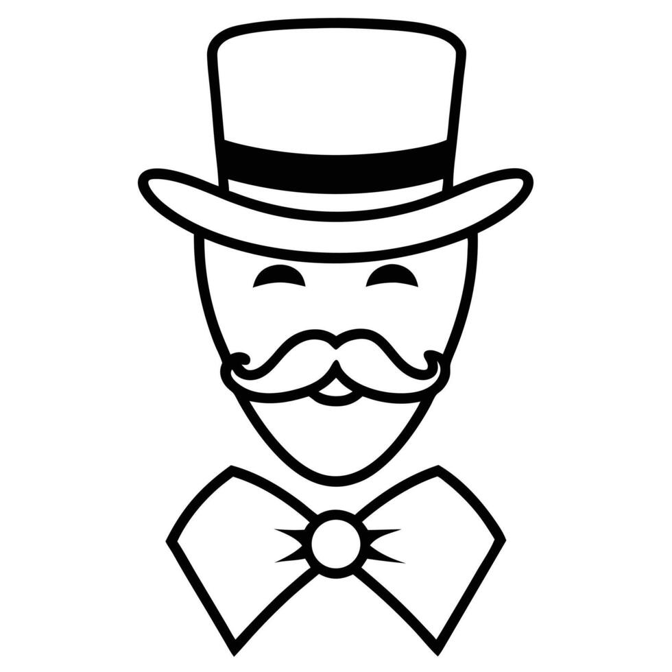 A man with a mustache and hat in a top hat vector