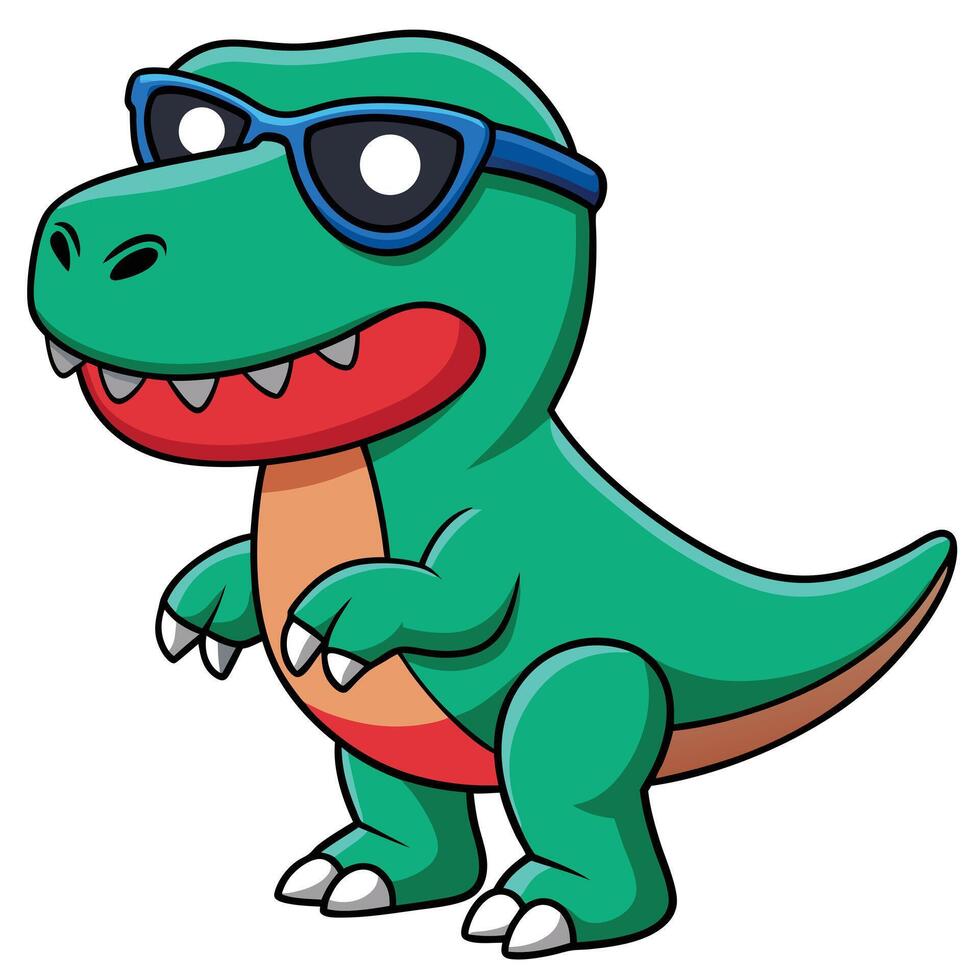 A cartoon dinosaur wearing sunglasses vector