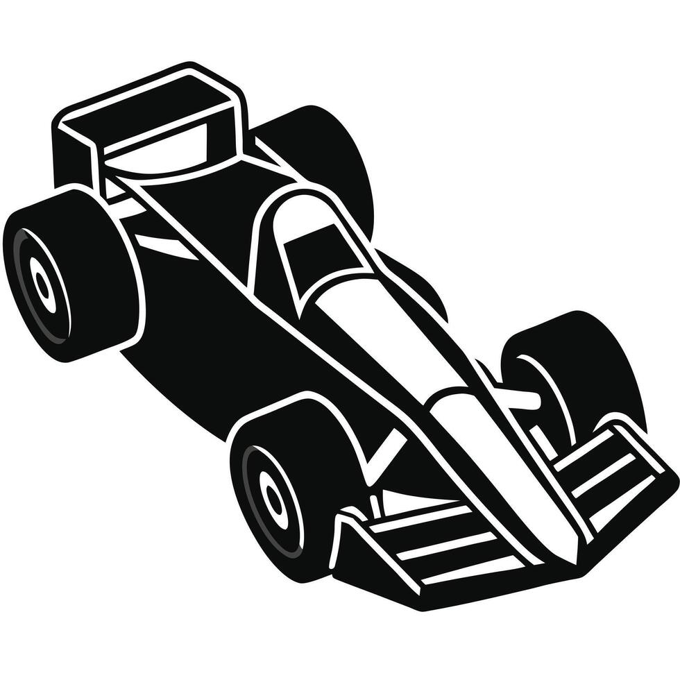 A black and white racing car icon on a white background vector