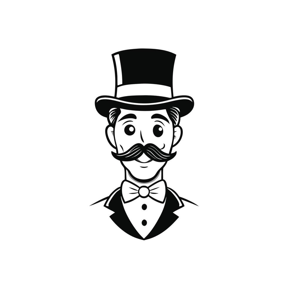 A man with a mustache and top hat vector