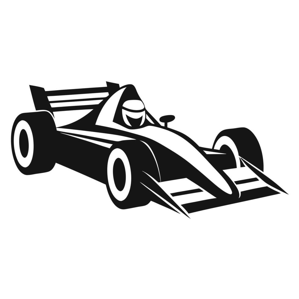 A black and white racing car on a white background vector