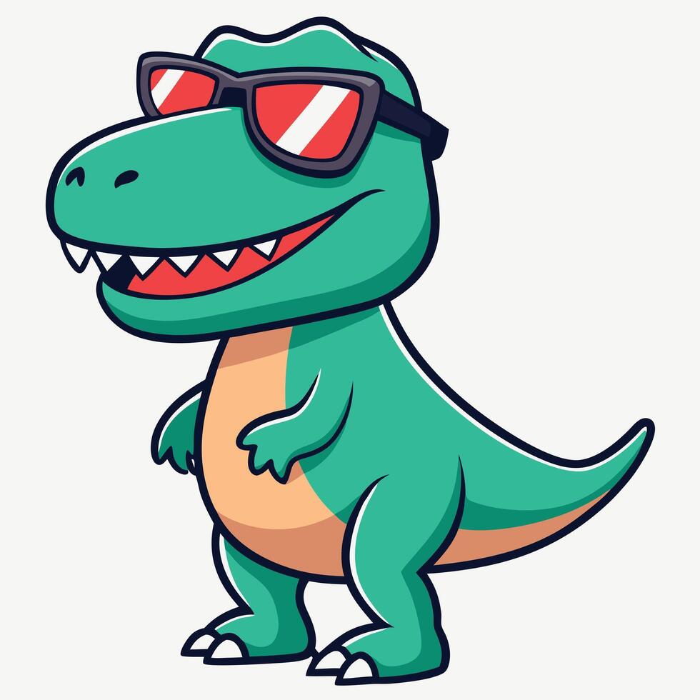 Cartoon dinosaur wearing sunglasses vector