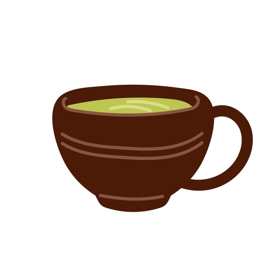 Warm cup of green tea placed on a simple background during morning hours vector