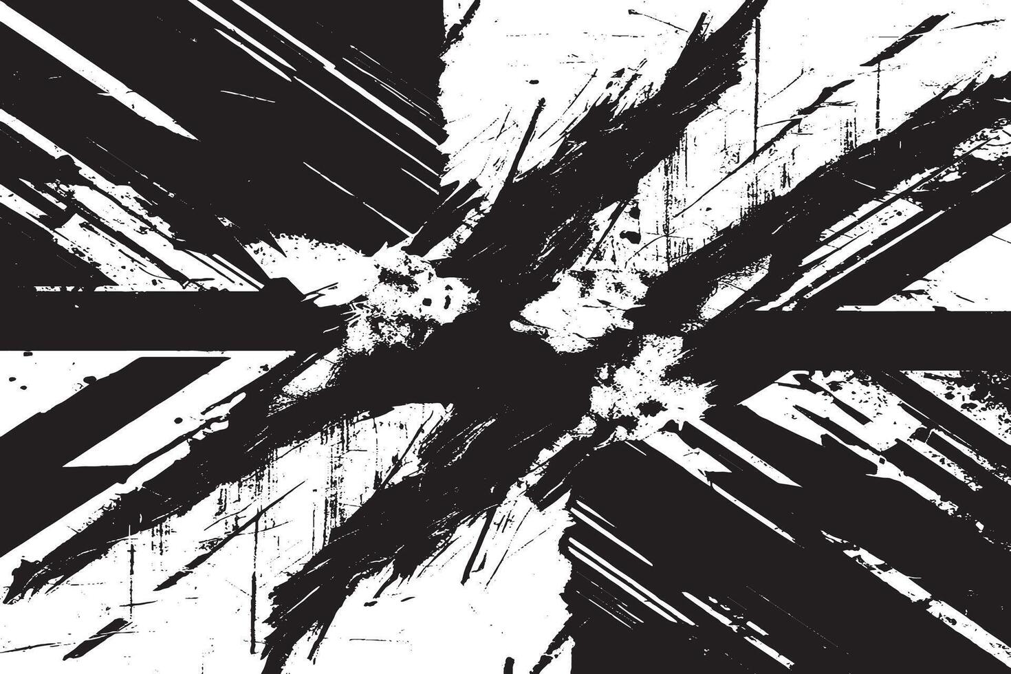 Explore this high-contrast abstract black and white grunge splash art, perfect for digital design, backgrounds, and creative projects. Bold ink strokes and chaotic texture for dramatic impact. vector